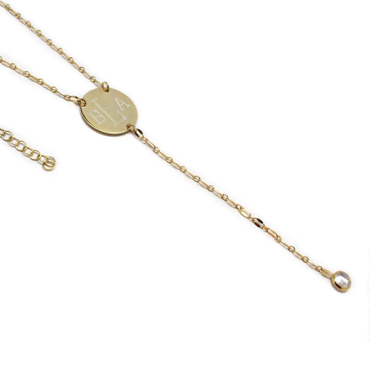 Sterling Silver CZ Dip Necklace - Allyanna GiftsMONOGRAM + ENGRAVING