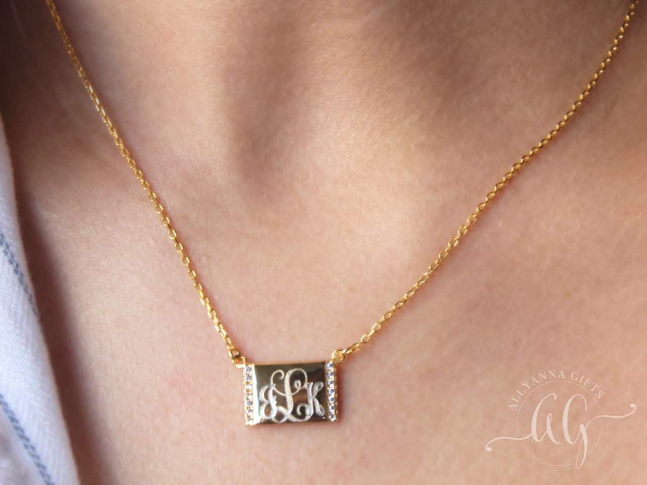 Sterling Silver CZ Elyse Necklace - Allyanna GiftsMONOGRAM + ENGRAVING