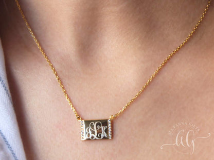 Sterling Silver CZ Elyse Necklace - Allyanna GiftsMONOGRAM + ENGRAVING