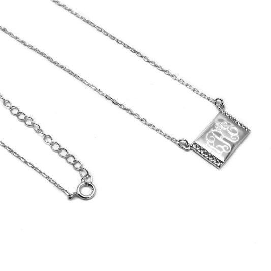 Sterling Silver CZ Elyse Necklace - Allyanna GiftsMONOGRAM + ENGRAVING