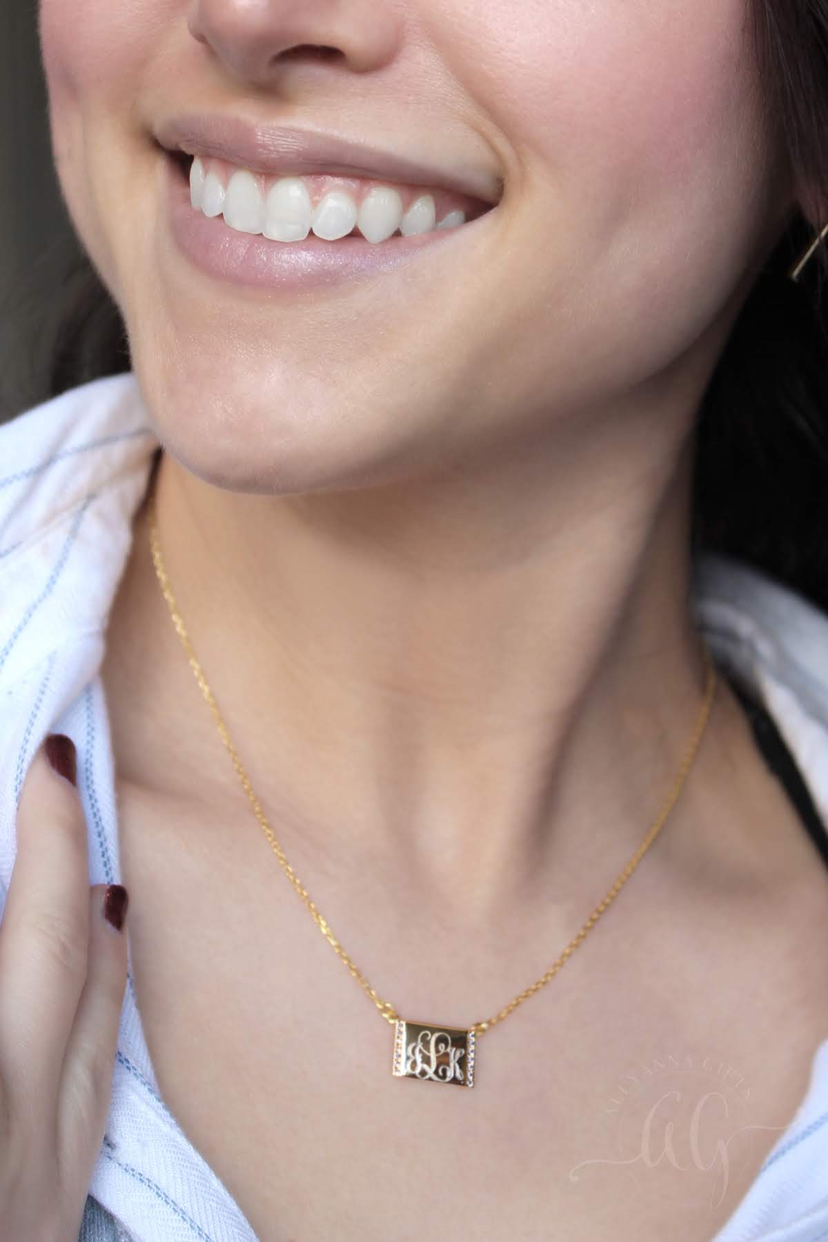 Sterling Silver CZ Elyse Necklace - Allyanna GiftsMONOGRAM + ENGRAVING