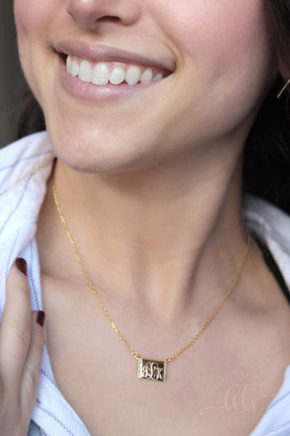 Sterling Silver CZ Elyse Necklace - Allyanna GiftsMONOGRAM + ENGRAVING