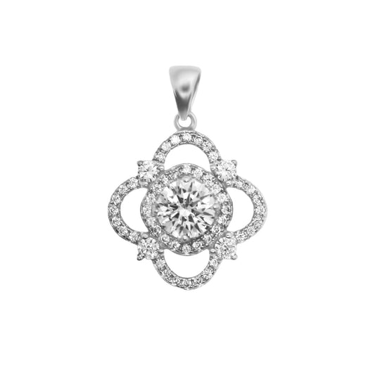 Sterling Silver CZ Flower Pendant - Allyanna GiftsPendant