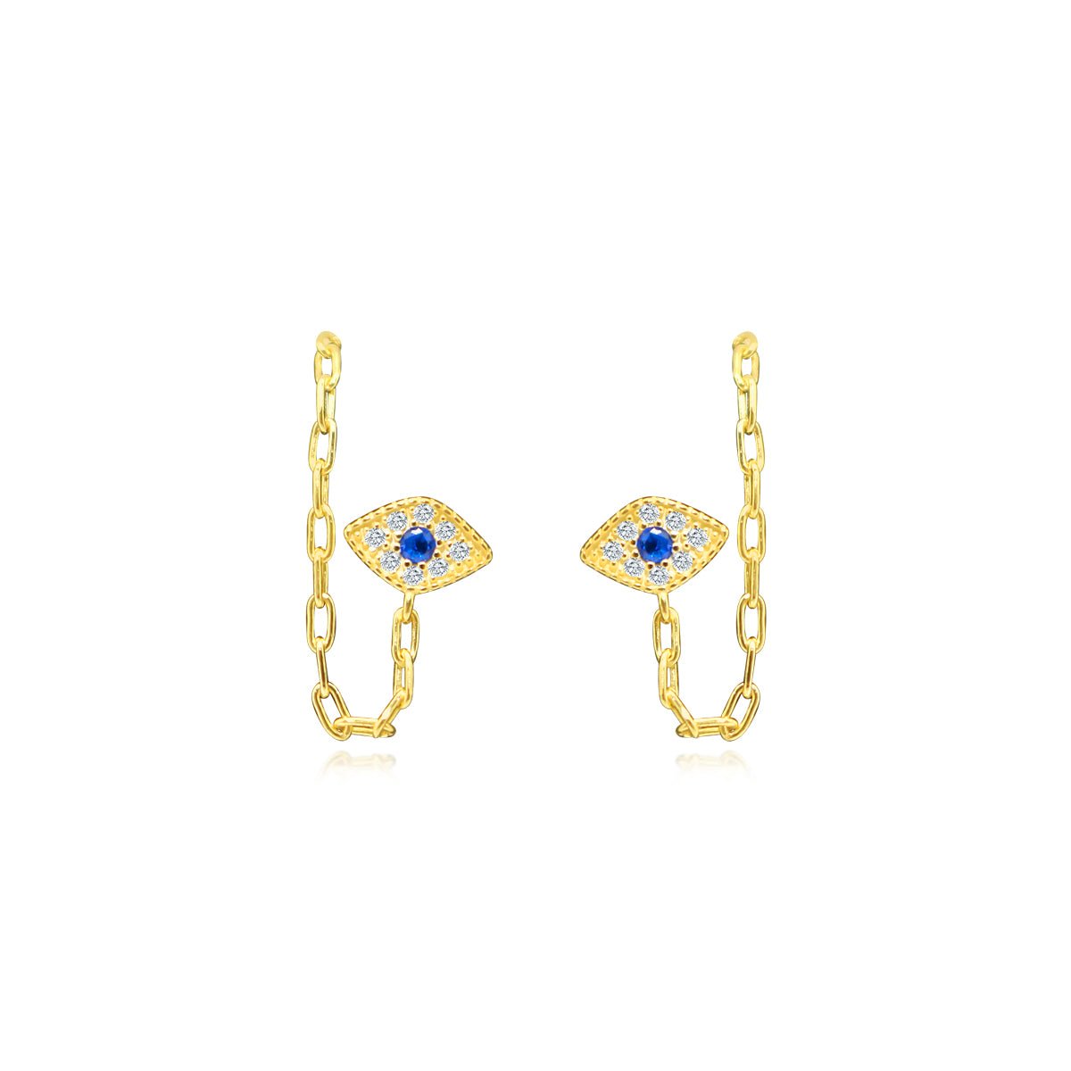 Sterling Silver CZ Front to Back Evil Eye Earrings - Allyanna GiftsEARRINGS