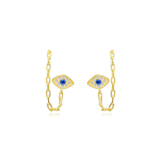 Sterling Silver CZ Front to Back Evil Eye Earrings - Allyanna GiftsEARRINGS