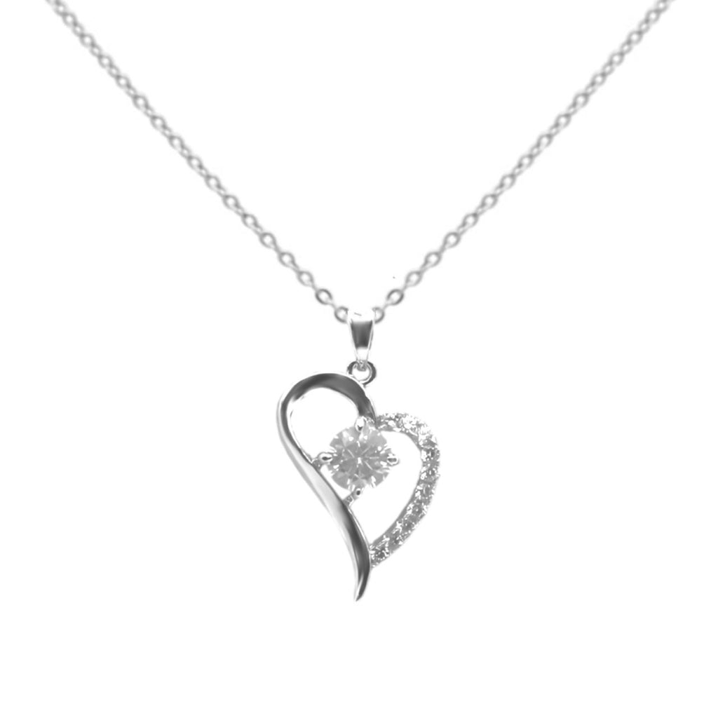 Sterling Silver CZ Heart Necklace - Allyanna Gifts