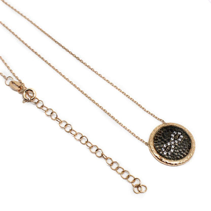 Sterling Silver CZ Infinity Hammered Disc Necklace - Allyanna GiftsJEWELRY