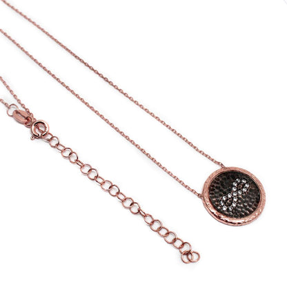 Sterling Silver CZ Infinity Hammered Disc Necklace - Allyanna GiftsJEWELRY