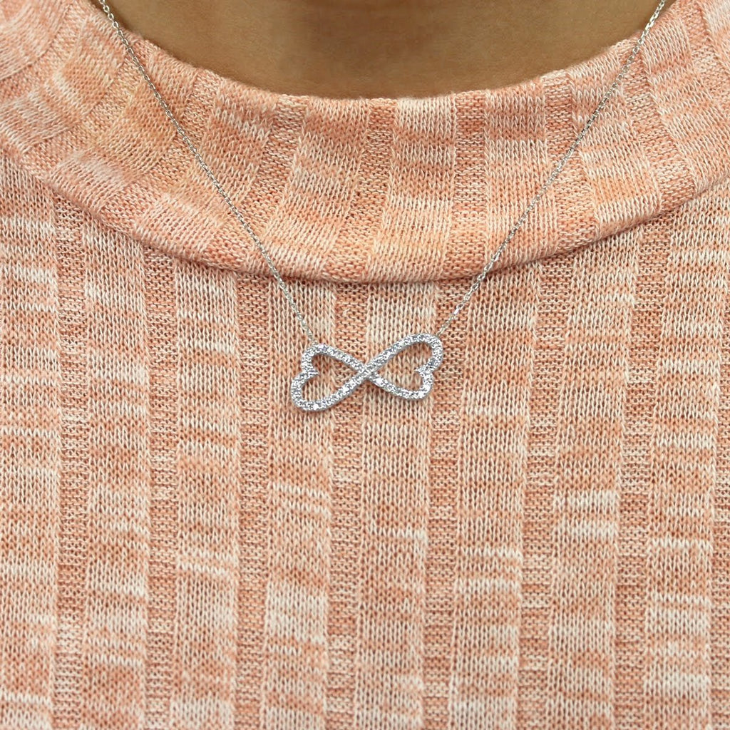 Sterling Silver CZ Infinity Hearts Pendant Necklace - Allyanna GiftsJEWELRY