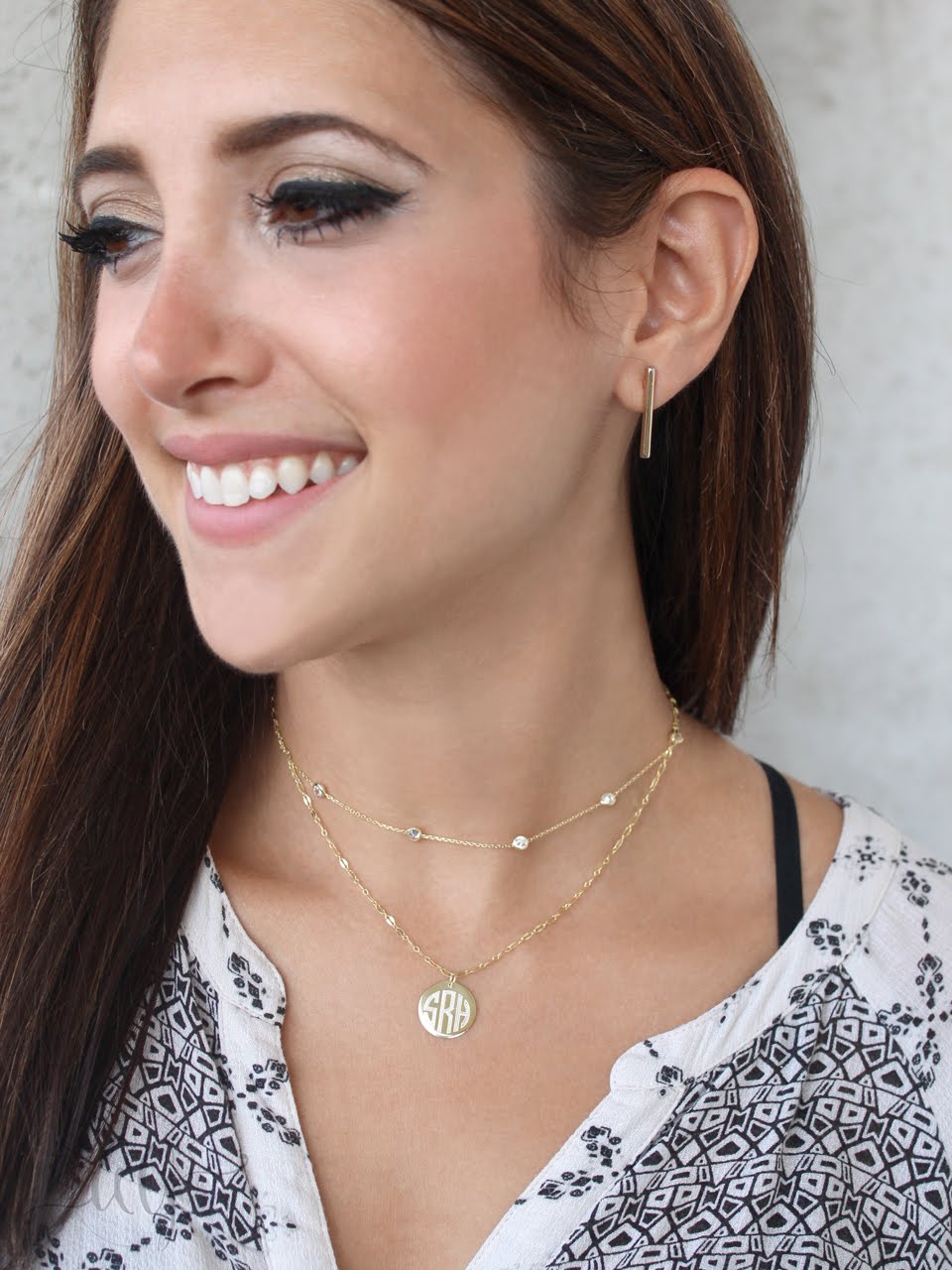 Sterling Silver CZ Layered Necklace - Allyanna GiftsMONOGRAM + ENGRAVING