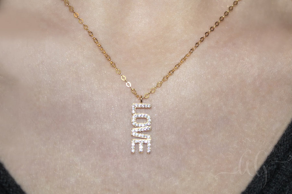 Sterling Silver CZ LOVE Necklace - Allyanna GiftsJEWELRY