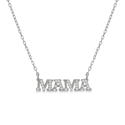 Sterling Silver CZ "MAMA" Necklace - Allyanna Gifts