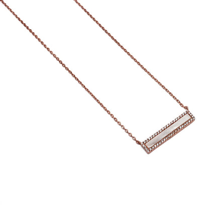 Sterling Silver CZ Mother of Pearl Bar Necklace - Allyanna GiftsJEWELRY