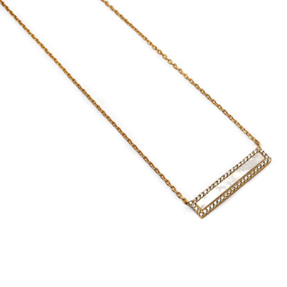 Sterling Silver CZ Mother of Pearl Bar Necklace - Allyanna GiftsJEWELRY