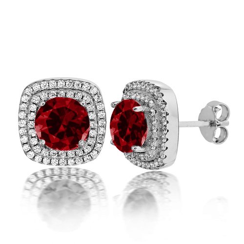 Sterling Silver CZ Square Colored Earrings - Allyanna Gifts