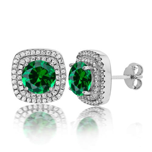 Sterling Silver CZ Square Colored Earrings - Allyanna Gifts