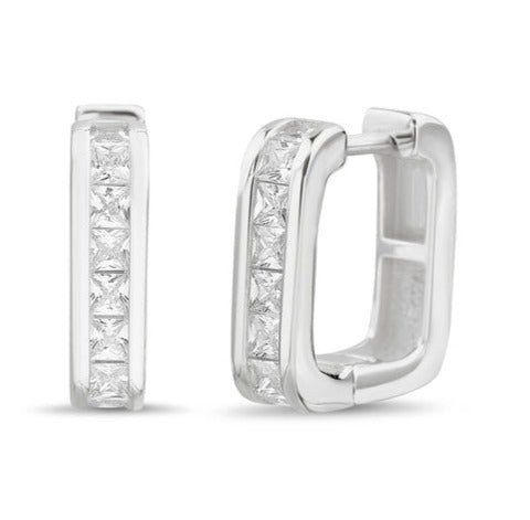 Sterling Silver CZ Square Hoop Earrings - Allyanna Giftsdeal of the week