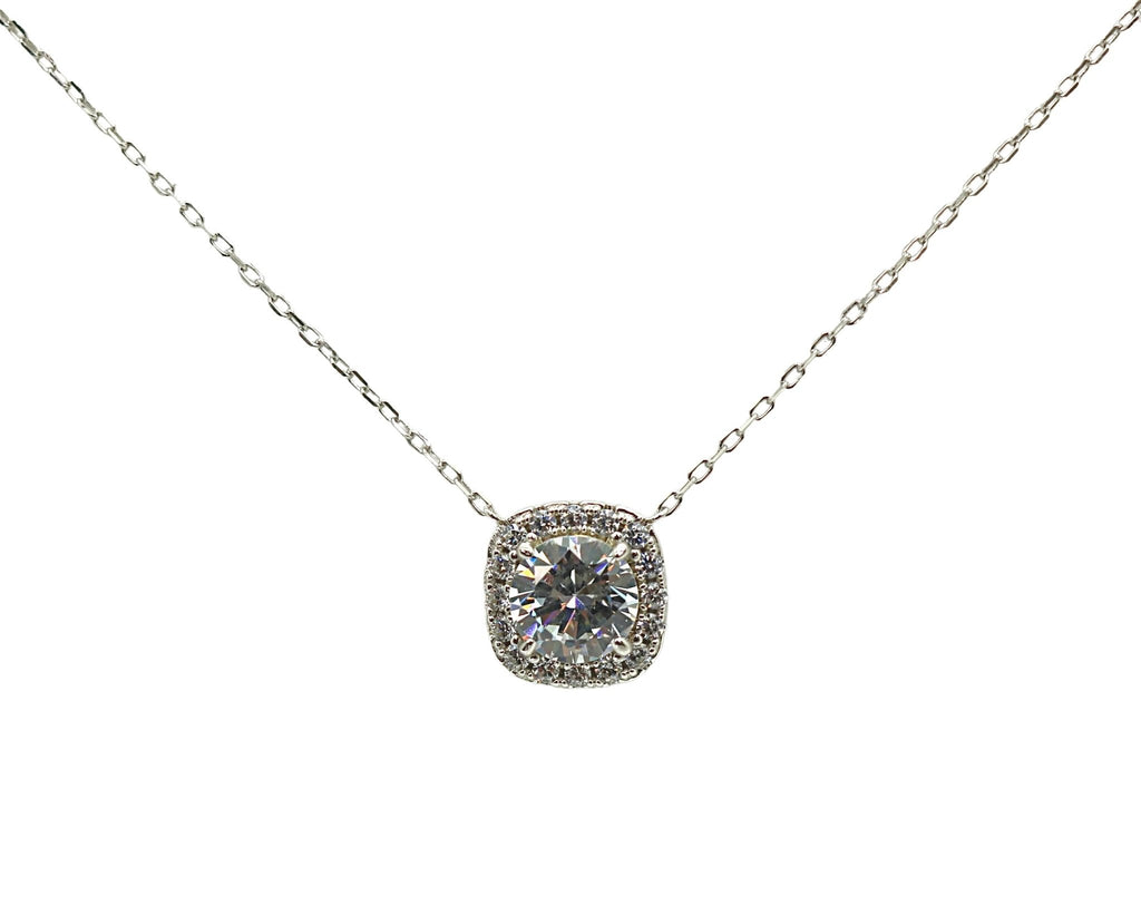 Sterling Silver CZ Square Necklace - Allyanna Gifts