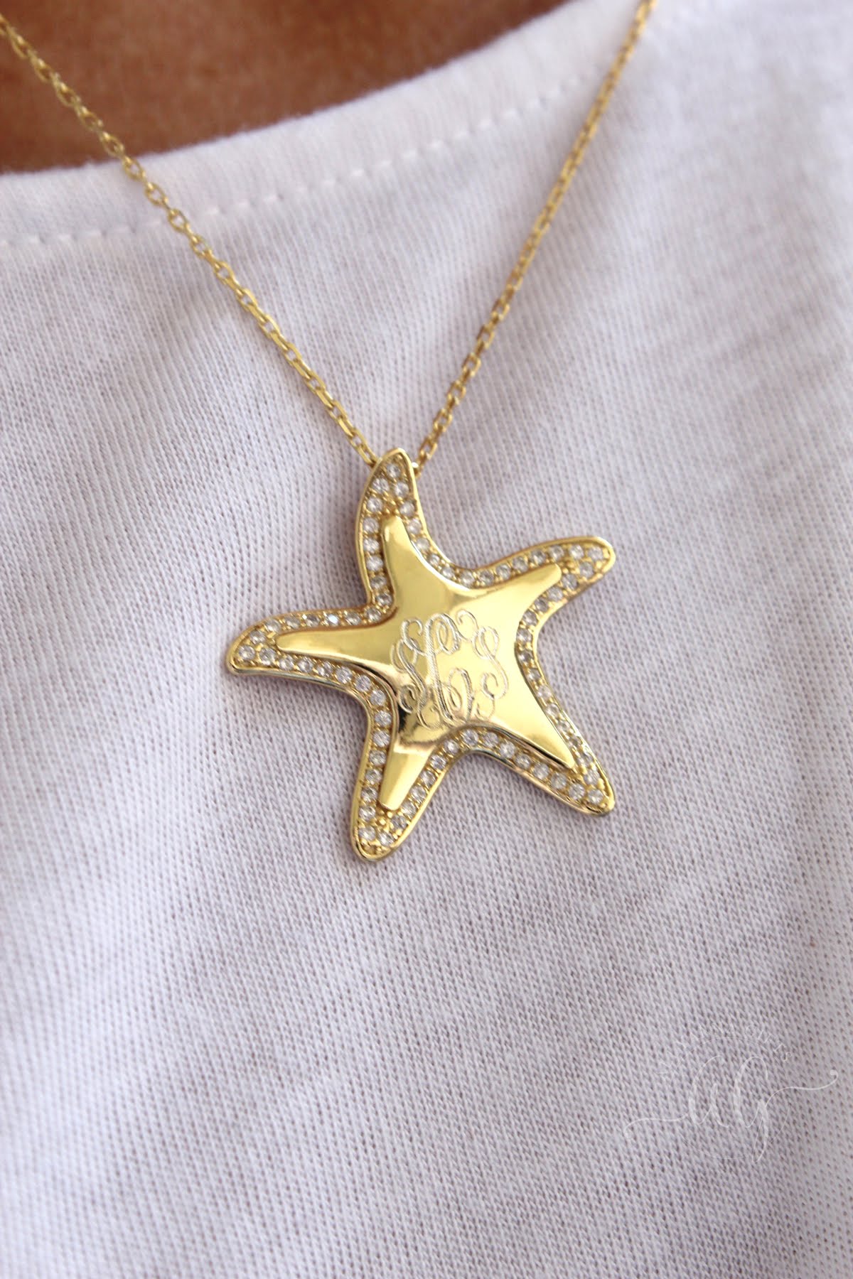 Sterling Silver CZ Starfish Necklace - Allyanna GiftsMONOGRAM + ENGRAVING