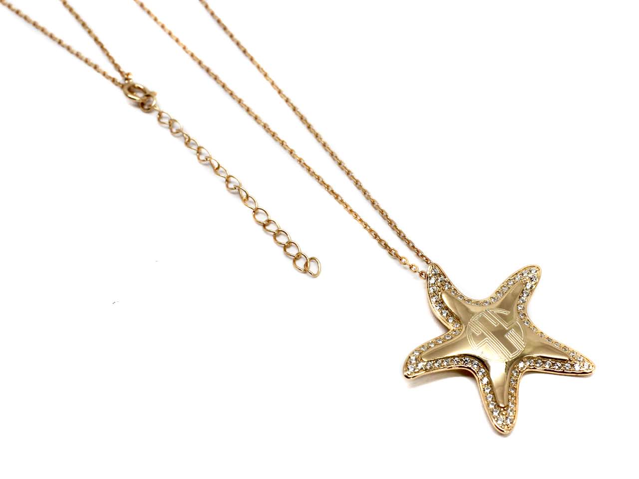 Sterling Silver CZ Starfish Necklace - Allyanna GiftsMONOGRAM + ENGRAVING