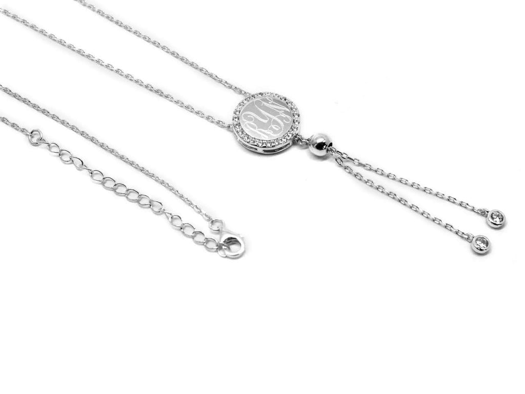 Sterling Silver CZ Tassel Necklace - Allyanna GiftsMONOGRAM + ENGRAVING