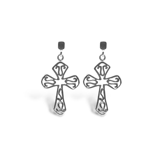 Sterling Silver Dangling Cross Earrings - Allyanna Gifts