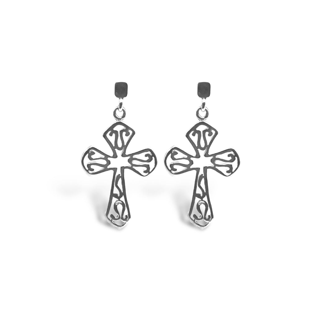 Sterling Silver Dangling Cross Earrings - Allyanna Gifts