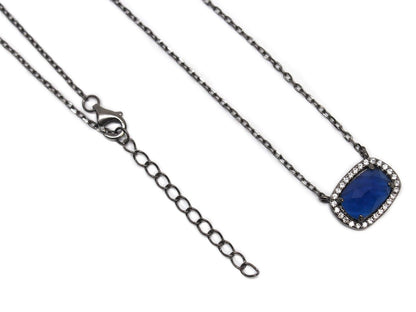 Sterling Silver Dark Blue Gemstone Necklace - Allyanna GiftsJEWELRY