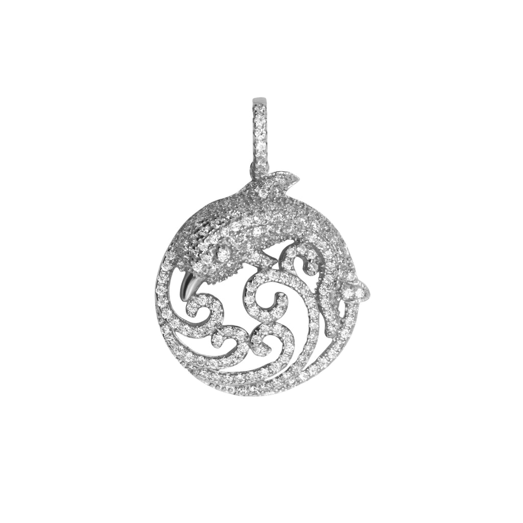 Sterling Silver Decorative CZ Fish Pendant - Allyanna GiftsPendant