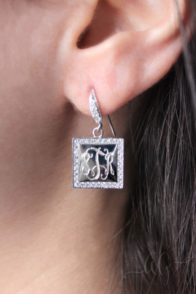 Sterling Silver Decorative Drop Earrings - Allyanna GiftsMONOGRAM + ENGRAVING