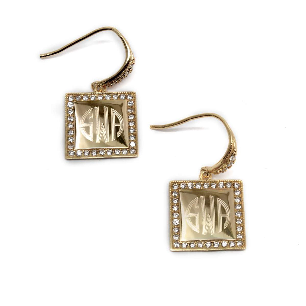 Sterling Silver Decorative Drop Earrings - Allyanna GiftsMONOGRAM + ENGRAVING