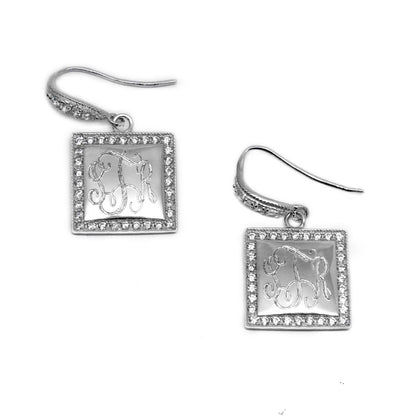 Sterling Silver Decorative Drop Earrings - Allyanna GiftsMONOGRAM + ENGRAVING