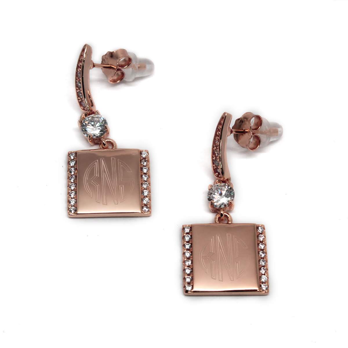 Sterling Silver Divine Dangle Earrings - Allyanna GiftsMONOGRAM + ENGRAVING