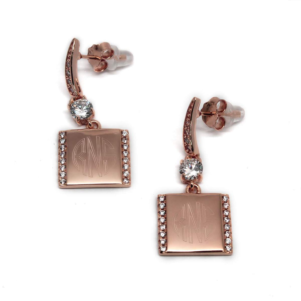Sterling Silver Divine Dangle Earrings - Allyanna GiftsMONOGRAM + ENGRAVING