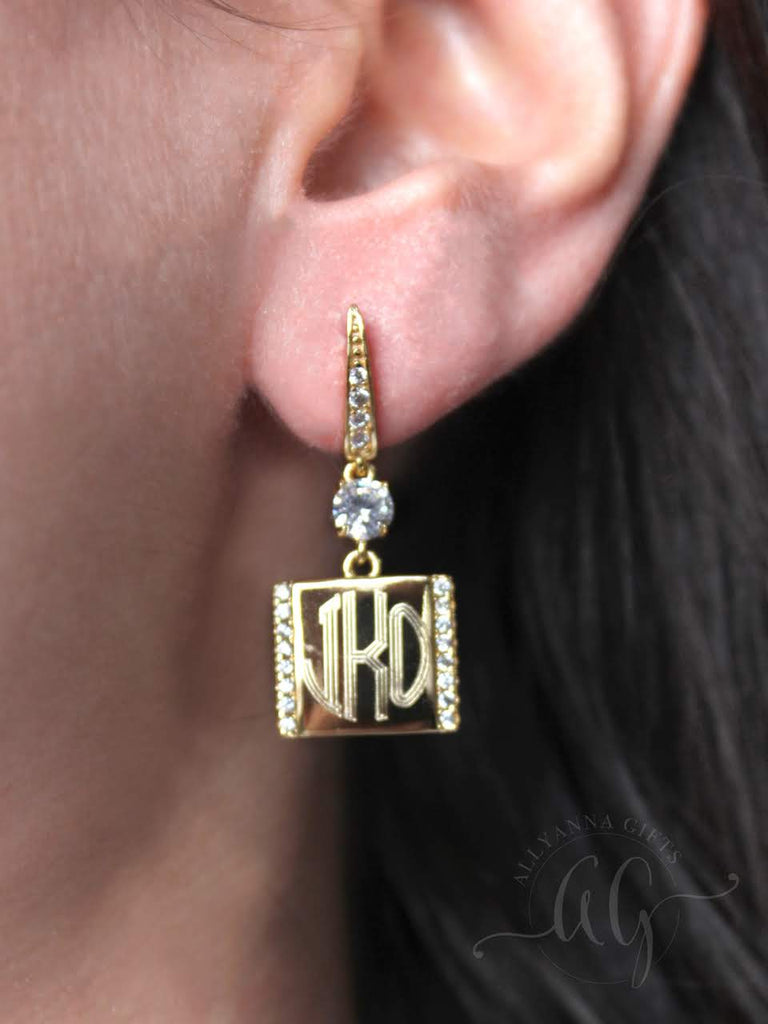 Sterling Silver Divine Dangle Earrings - Allyanna GiftsMONOGRAM + ENGRAVING