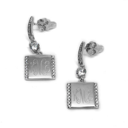 Sterling Silver Divine Dangle Earrings - Allyanna GiftsMONOGRAM + ENGRAVING