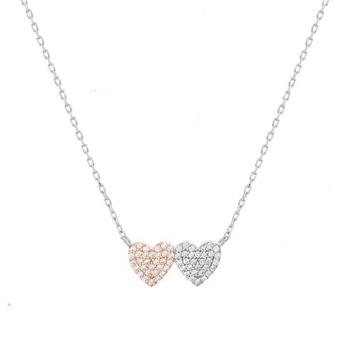Sterling Silver Double Heart Necklace - Allyanna Gifts