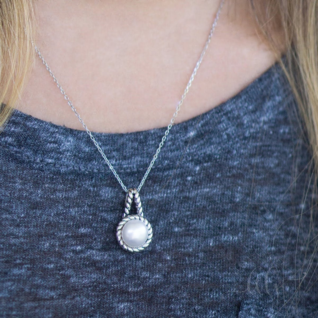 Sterling Silver Double Rope Pearl Pendant - Allyanna GiftsJEWELRY