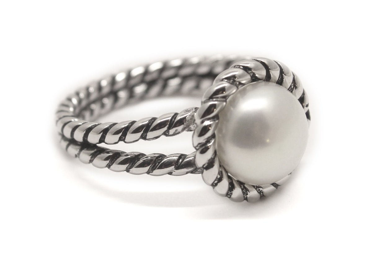 Sterling Silver Double Rope Pearl Ring - Allyanna GiftsJEWELRY