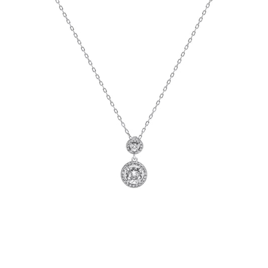 Sterling Silver Double Round CZ Necklace - Allyanna GiftsNECKLACE