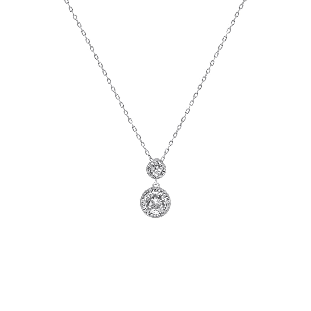 Sterling Silver Double Round CZ Necklace - Allyanna GiftsNECKLACE