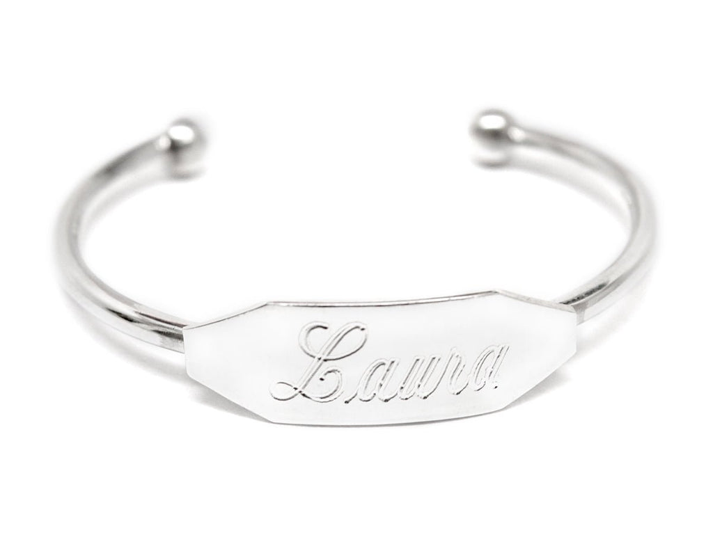 Sterling Silver Engravable Bar Baby Bangle - Allyanna GiftsGIFTS