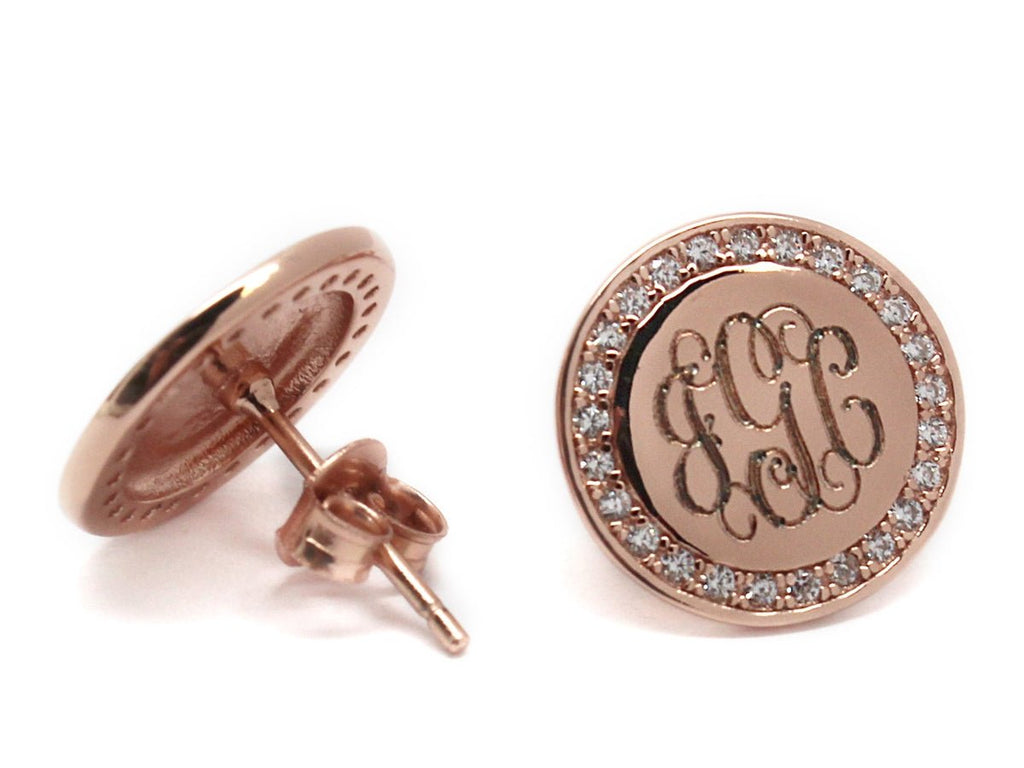 Sterling Silver Engravable CZ Earrings - Allyanna GiftsMONOGRAM + ENGRAVING