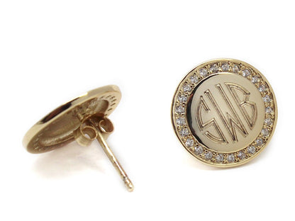 Sterling Silver Engravable CZ Earrings - Allyanna GiftsMONOGRAM + ENGRAVING