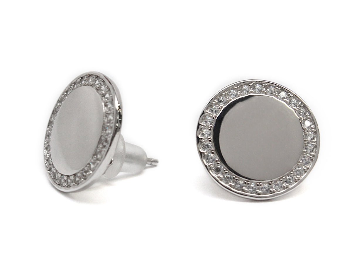 Sterling Silver Engravable CZ Earrings - Allyanna GiftsMONOGRAM + ENGRAVING