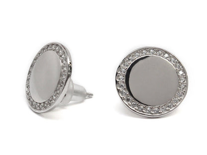Sterling Silver Engravable CZ Earrings - Allyanna GiftsMONOGRAM + ENGRAVING