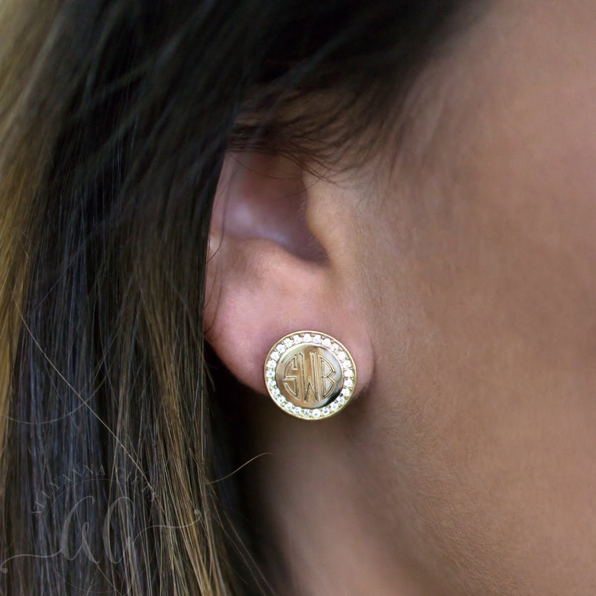 Sterling Silver Engravable CZ Earrings - Allyanna GiftsMONOGRAM + ENGRAVING