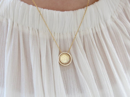 Sterling Silver Engravable CZ Halo Necklace - Allyanna GiftsMONOGRAM + ENGRAVING
