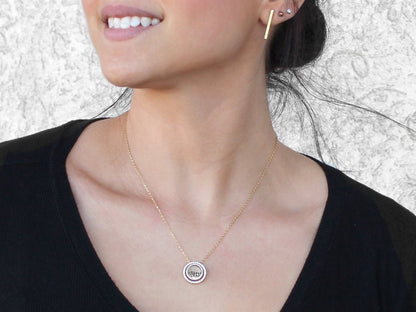 Sterling Silver Engravable CZ Halo Necklace - Allyanna GiftsMONOGRAM + ENGRAVING
