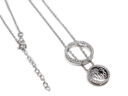 Sterling Silver Engravable CZ Halo Necklace - Allyanna GiftsMONOGRAM + ENGRAVING